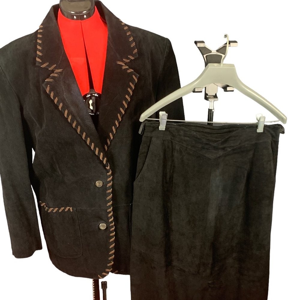 VINTAGE WOMEN'S SUEDE LEATHER JACKET and SKIRT by LAURICE  (Women's Size 12)